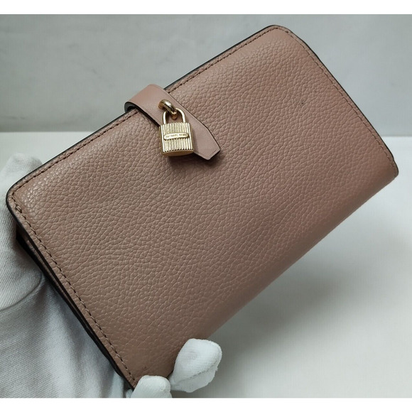 Michael Kors Mercer Pink Pebbled Leather Credit Card ID Window Bifold Wallet - Picture 3 of 16